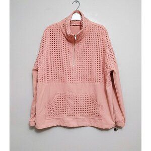 Entro Womens Size Medium Long Sleeves Peach 1/4  Zip Pullover Top Mock Neck